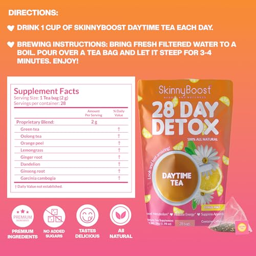 SkinnyBoost 2-step Detox in daily routine image suggesting vegan, non-GMO, sugar-free benefits.