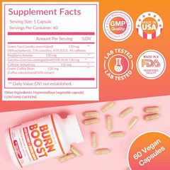 SkinnyBoost Quick Cleanse label closeup, highlights natural fiber and probiotic gut support.
