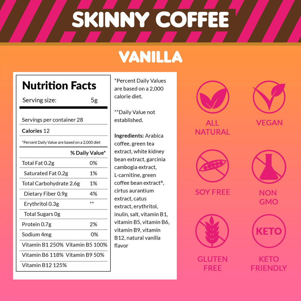 Prepared cup of SkinnyBoost vanilla coffee sticks for quick caffeine boost
