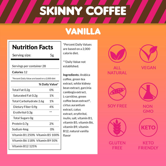 Prepared cup of SkinnyBoost vanilla coffee sticks for quick caffeine boost