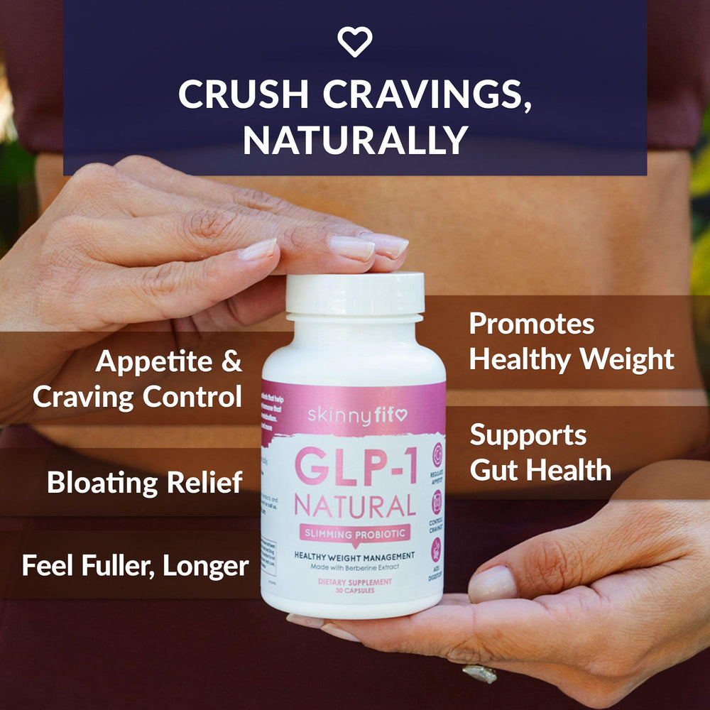 SkinnyFit GLP-1 Natural berberine and chicory prebiotic components support digestion.