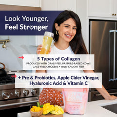 SkinnyFit Super Youth Collagen scoop-bottle showing measured servings.