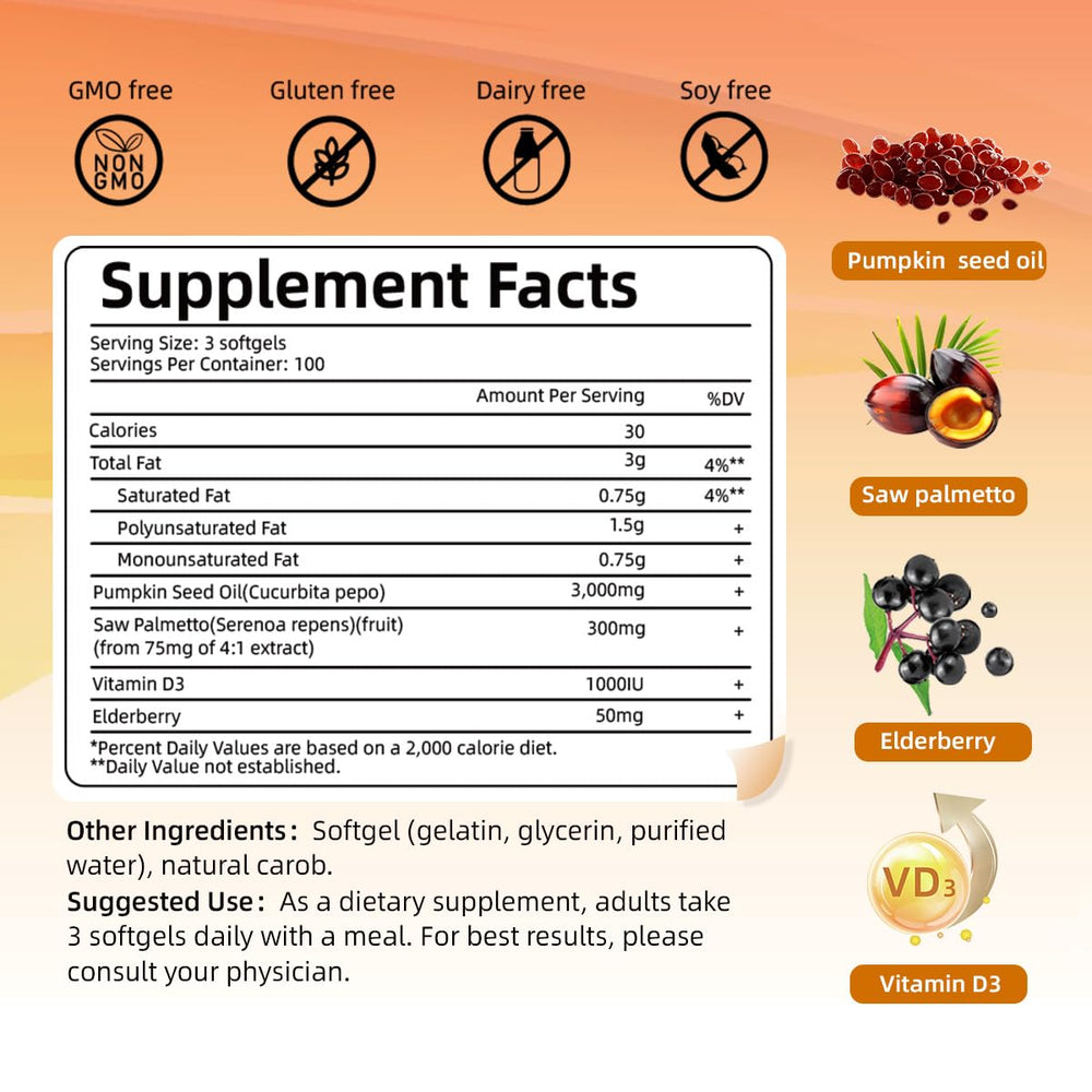 Skiseoy 100-day supply pumpkin seed oil bottle on shelf