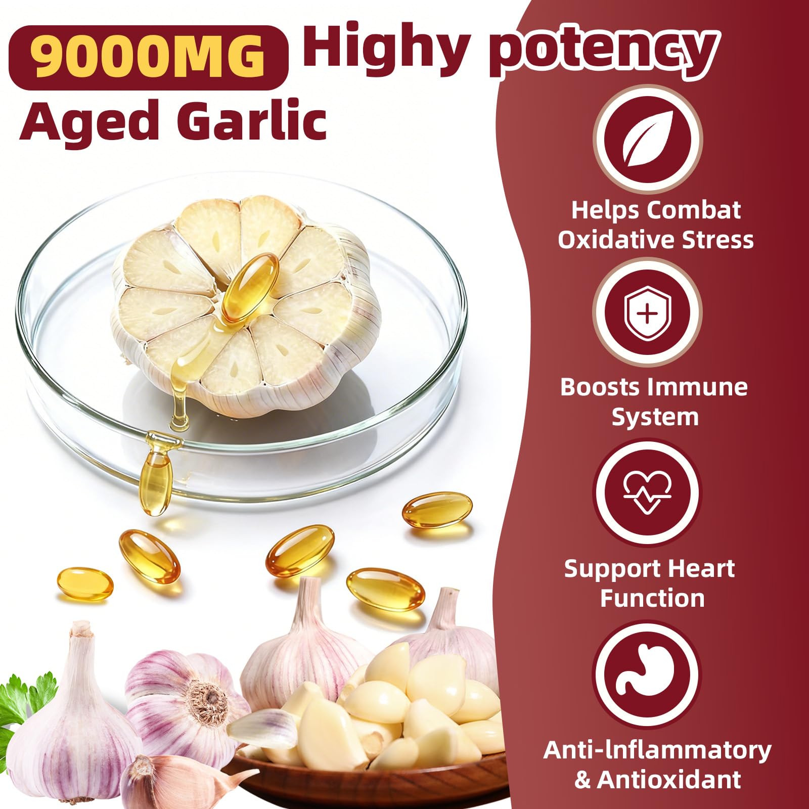 Skiseoy odorless garlic softgels close-up highlights gentle daily support