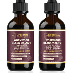 SKLIA 20-in-1 liposomal wormwood bottle drops shown for enhanced gut support.