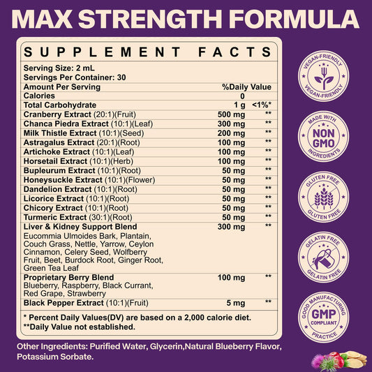 SKLIA blueberry flavor drops poured for convenient daily intake.