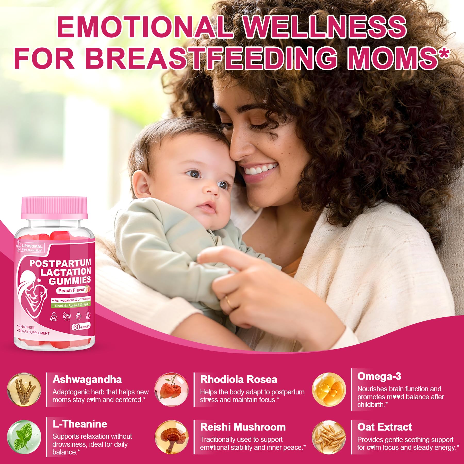 SKLIA gummies with Ashwagandha and L-Theanine promote calm support for new moms