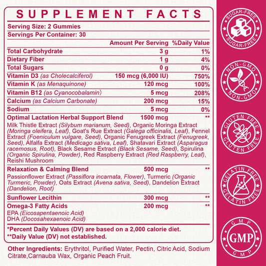 SKLIA liposomal lactation gummies in peach flavor for easy postpartum nourishment