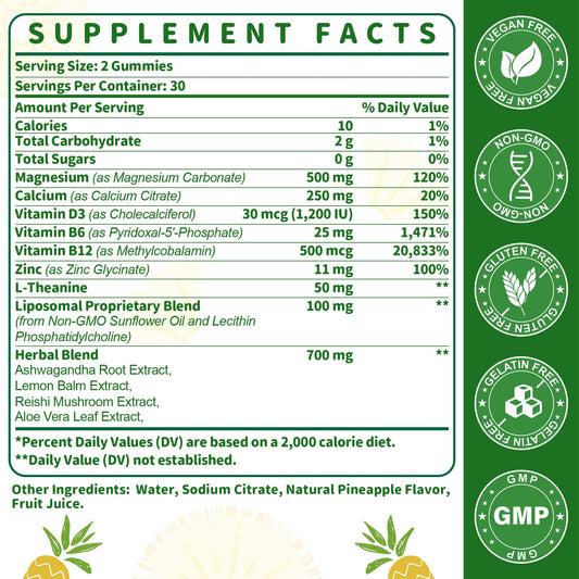 SKLIA liposomal magnesium gummies packaging shows vegan, gelatin-free composition for daily wellness