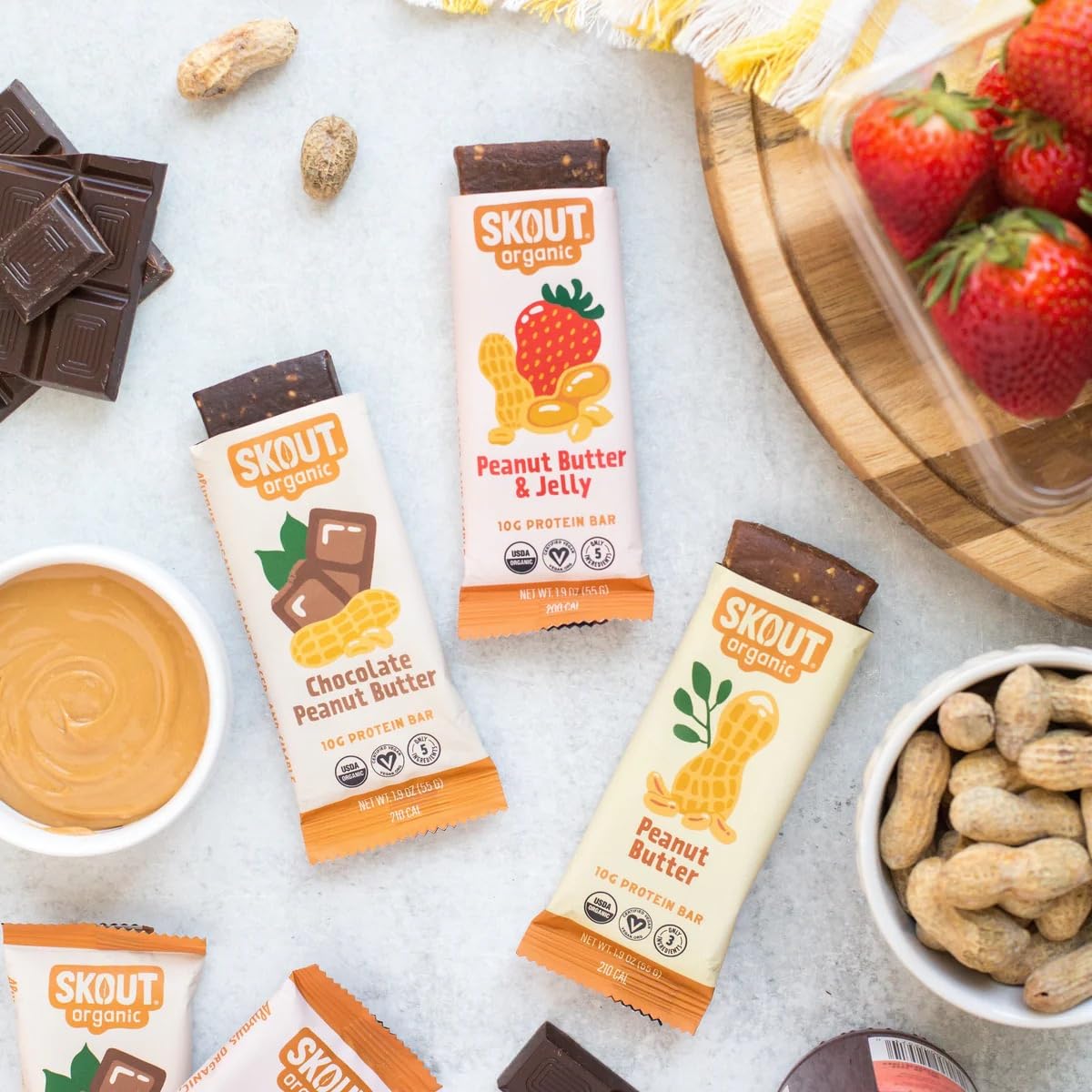 Natural ingredients and kosher certification highlighted on Skout packaging