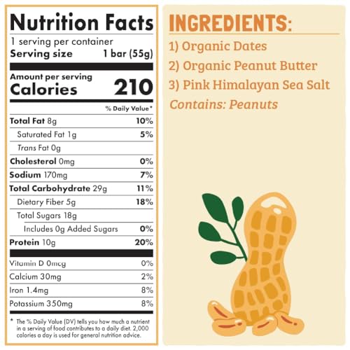 Skout peanut butter bar nutrition panel highlights 10g plant-based protein