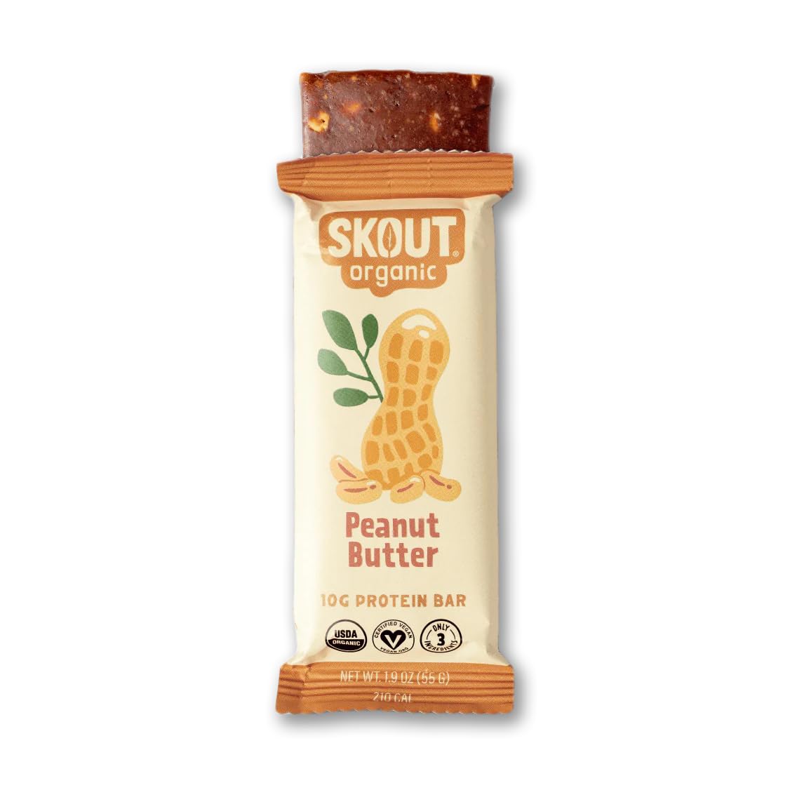 Skout peanut butter bar soft texture closeup shows creamy bite
