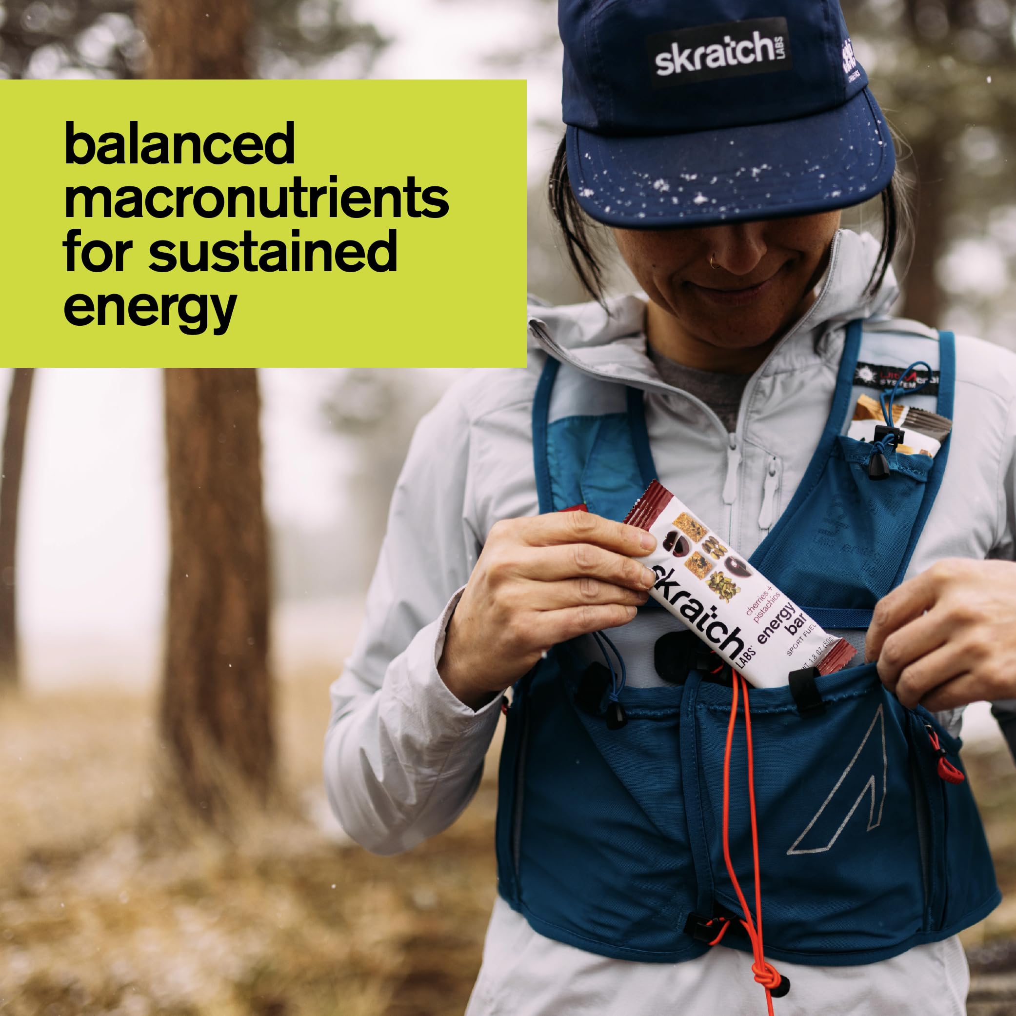 Skratch Labs Energy Bar Cherry Pistachio nutrition panel on wrapper