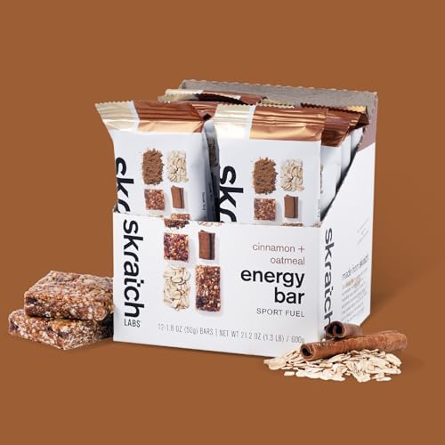 Skratch Labs Energy Bar Cinnamon Oatmeal closeup — creamy nut butter texture with sea salt.