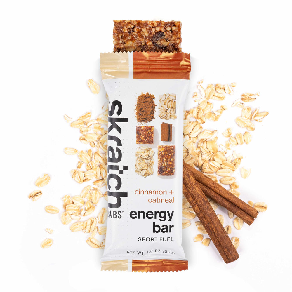 Skratch Labs Energy Bar Cinnamon Oatmeal nut butter swirl — tasty long ride snack.