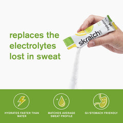 Skratch Labs Hydration Packets single-serving packets on table ready for travel