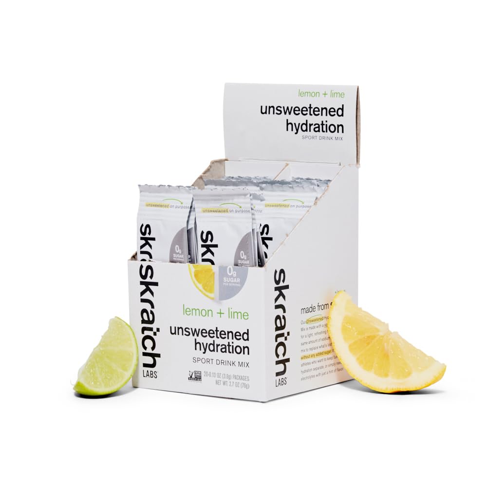 Skratch Labs Mezcla hidratación sin azúcar, limón y lima, ideal para entrenamientos.
