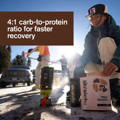 Skratch Labs Recovery Drink gluten-free and kosher icons on packaging