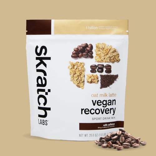 Skratch Labs Recovery Drink scoop beside glass showing easy mixing