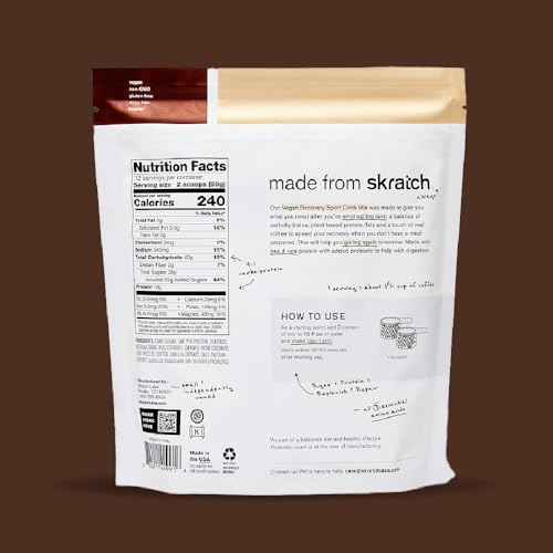 Skratch Labs Recovery Drink shake in glass with creamy oat latte