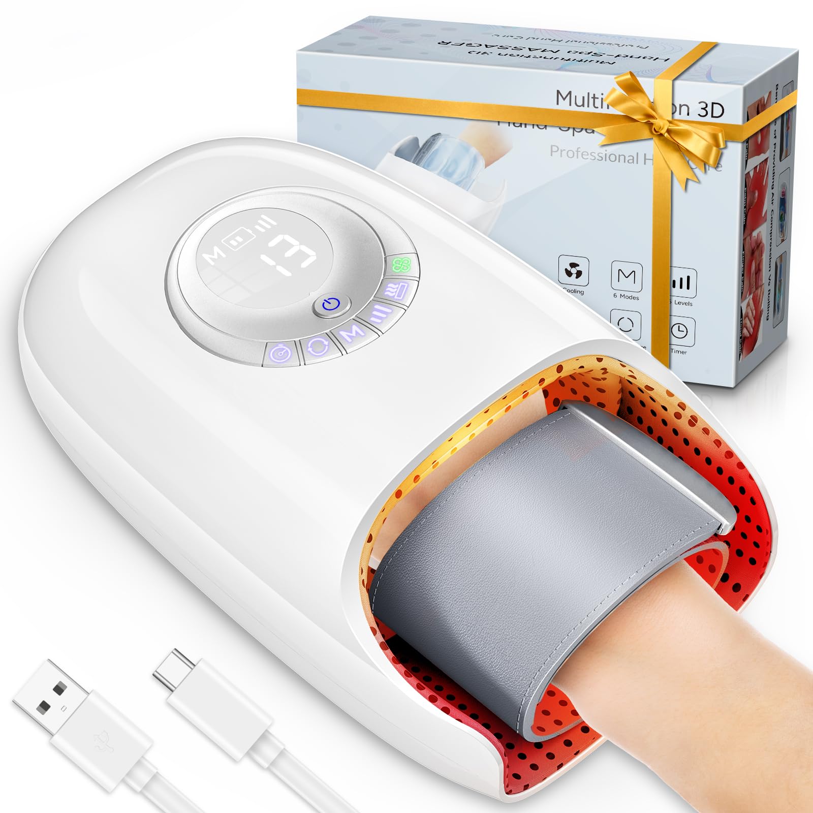 Skrform hand massager front view highlights ergonomic design for comfortable relief