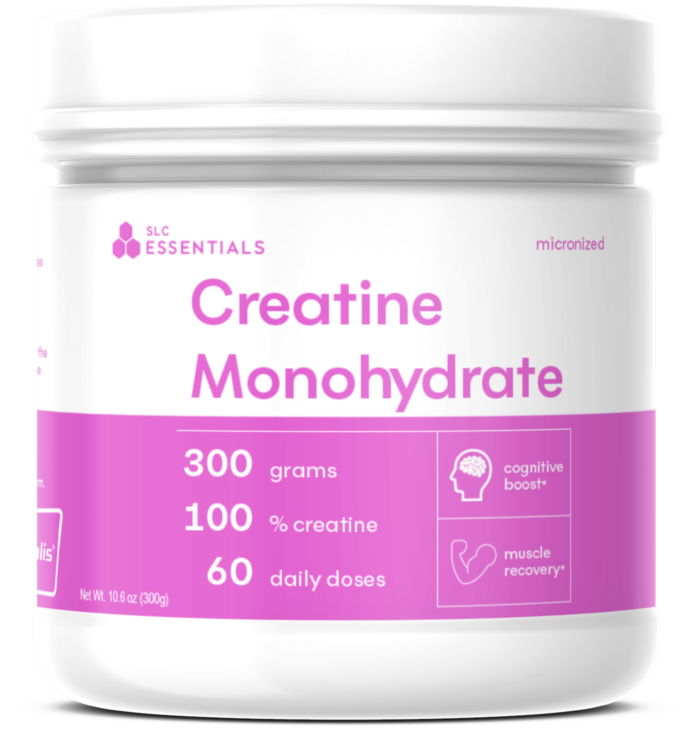 SLC Essentials Creatine Monohydrate powder for pure, unflavored performance support