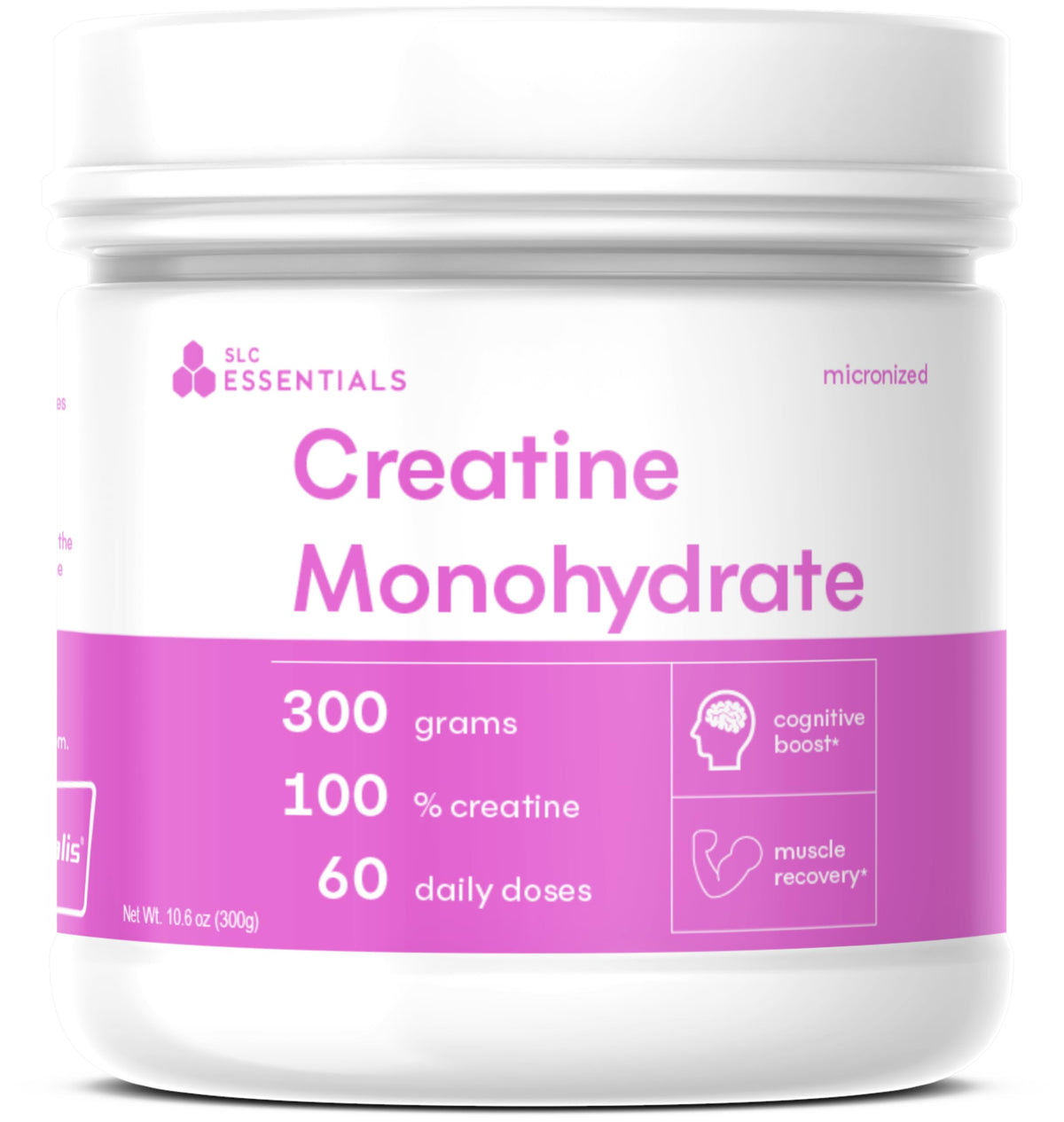SLC Essentials Creatine Monohydrate powder for pure, unflavored performance support
