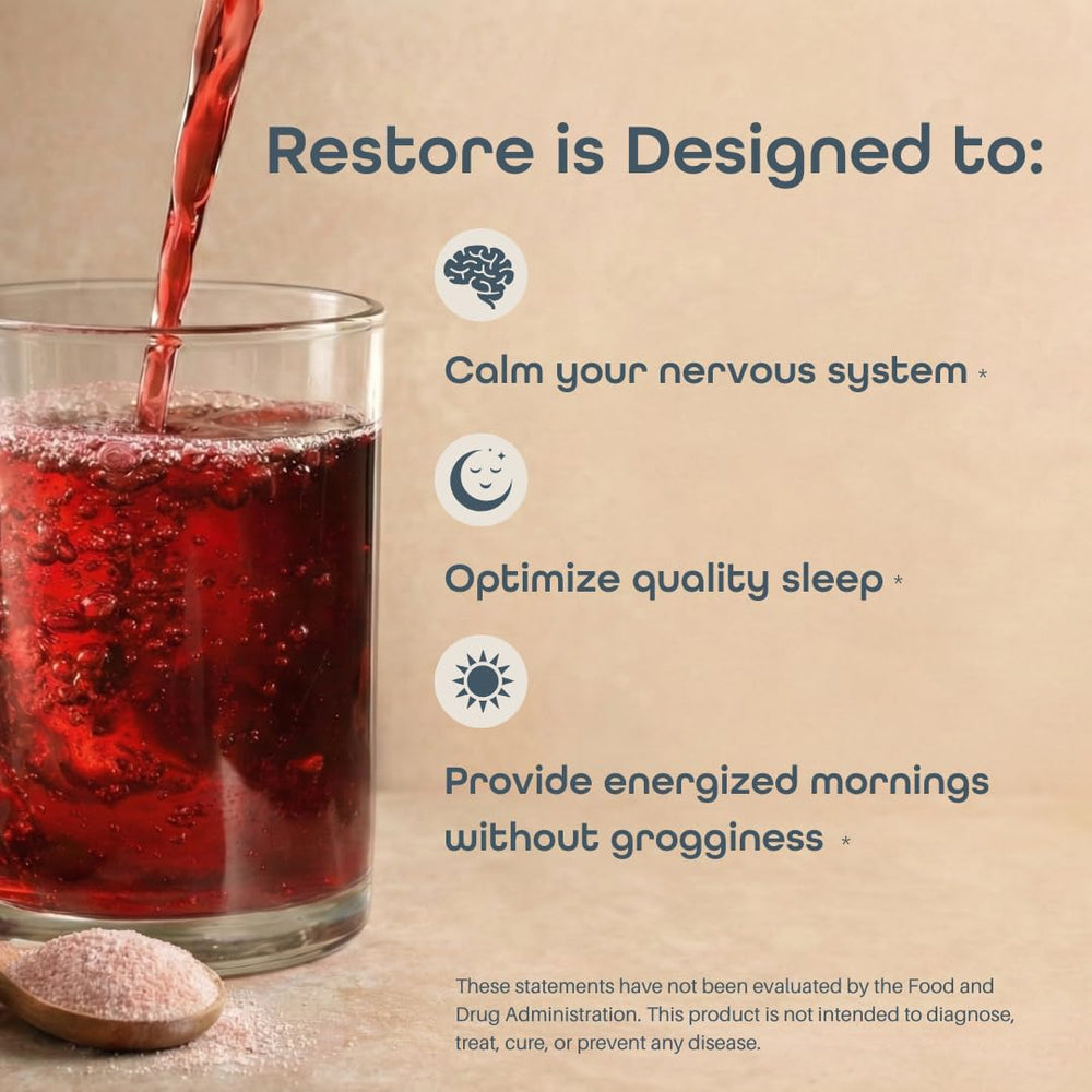 SleepHabits Restore glass being sipped to support restful sleep