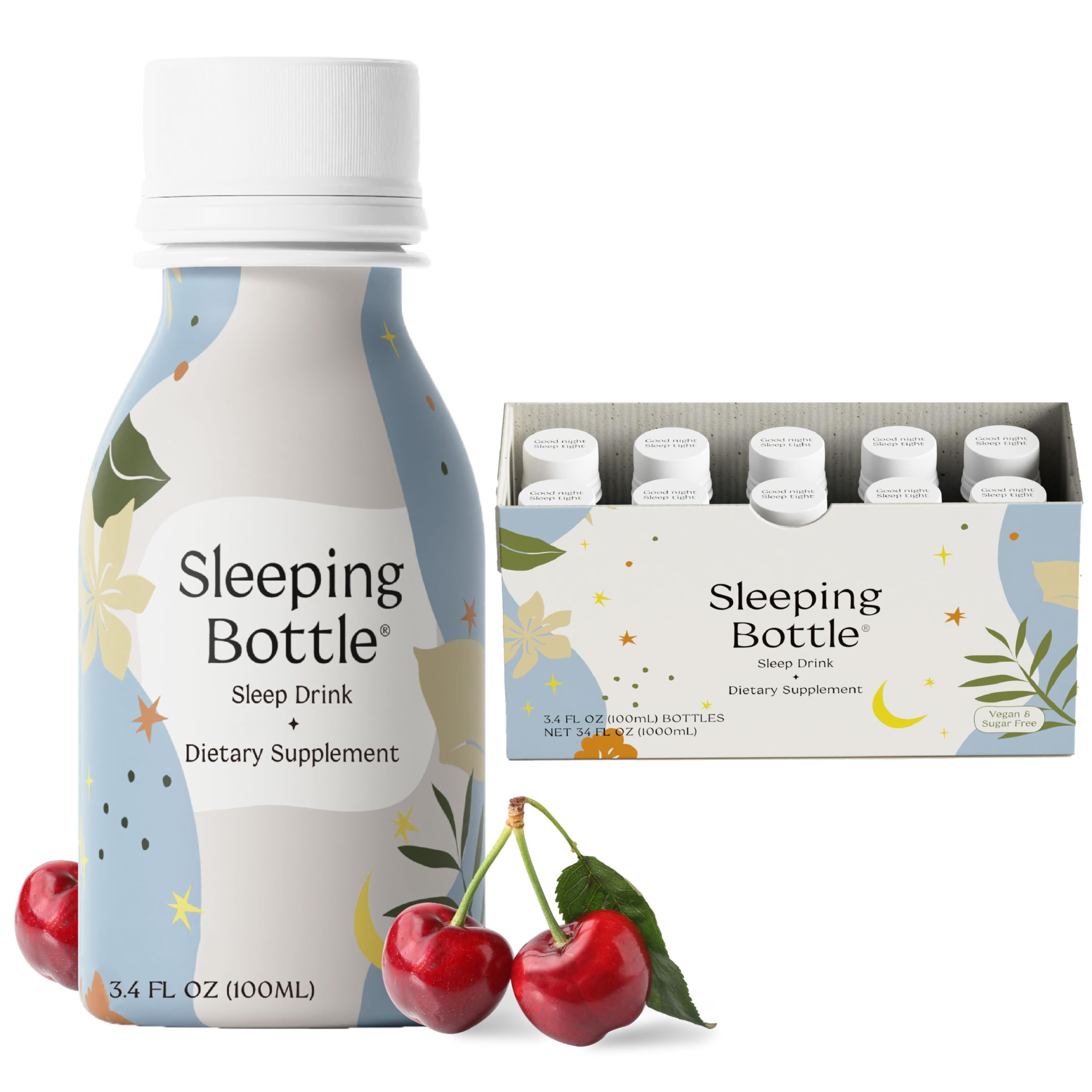 Sleeping Bottle cherry-flavor bottle for a soothing bedtime routine.