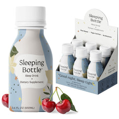 Sleeping Bottle pack shot with cherry flavor bottles ready for daily routines