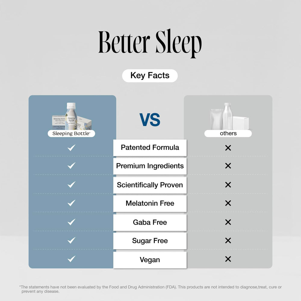 Sleeping Bottle vegan sleep aid packaging and lifestyle use.