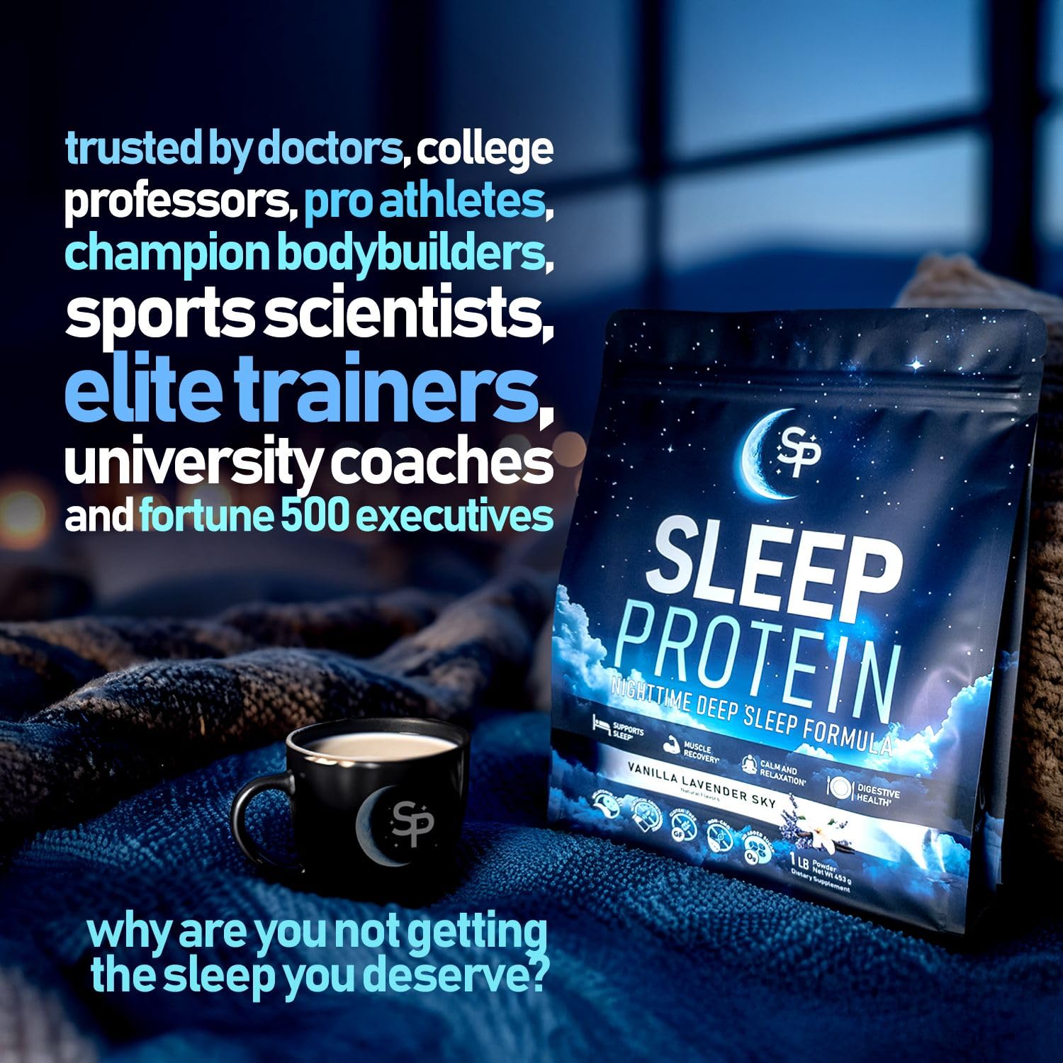 SleepProtein Nighttime Casein Recovery Shake glass with milk for easy nightly ritual