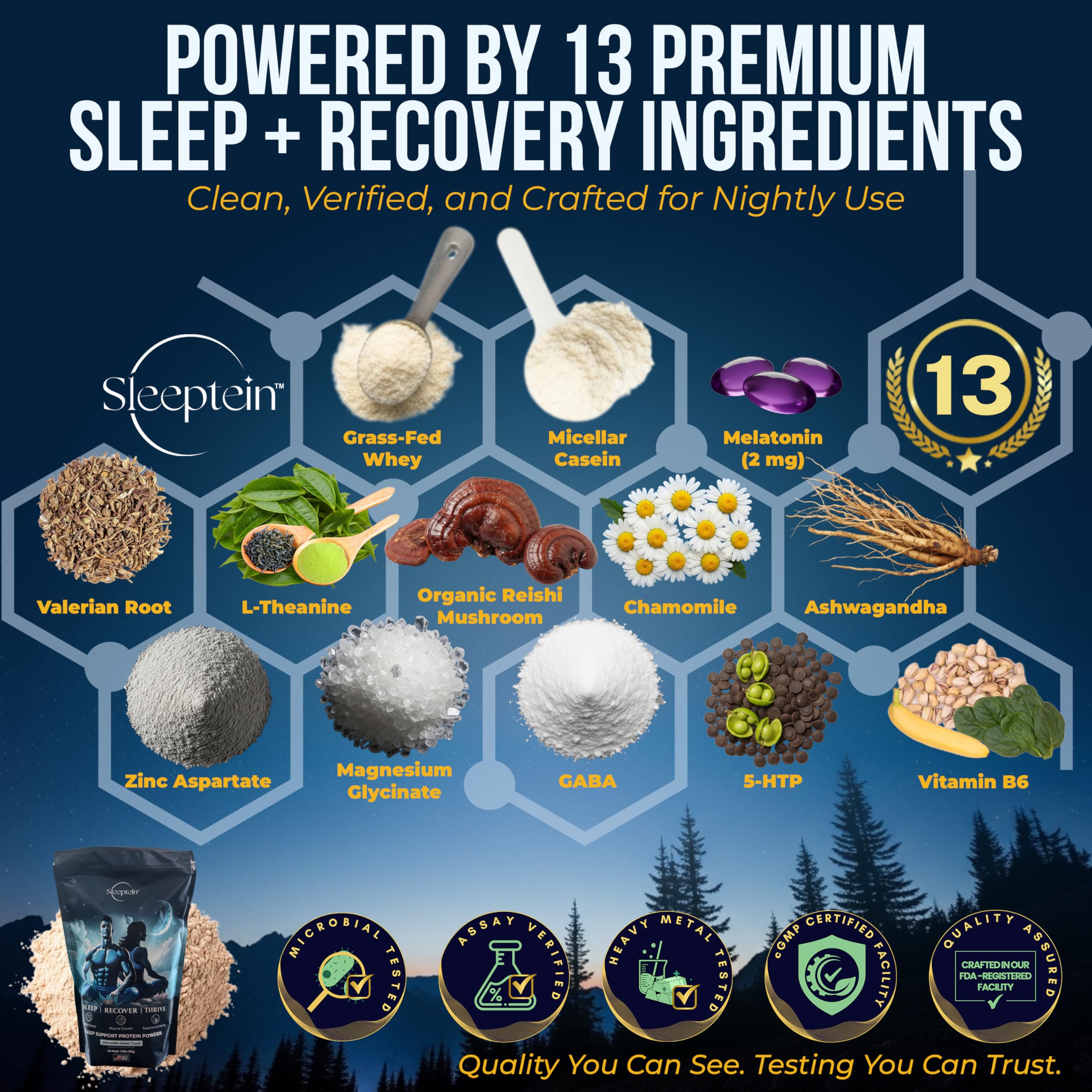 Sleeptein micellar casein and grass-fed whey blend being prepared in a shaker
