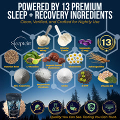 Sleeptein micellar casein and grass-fed whey blend being prepared in a shaker
