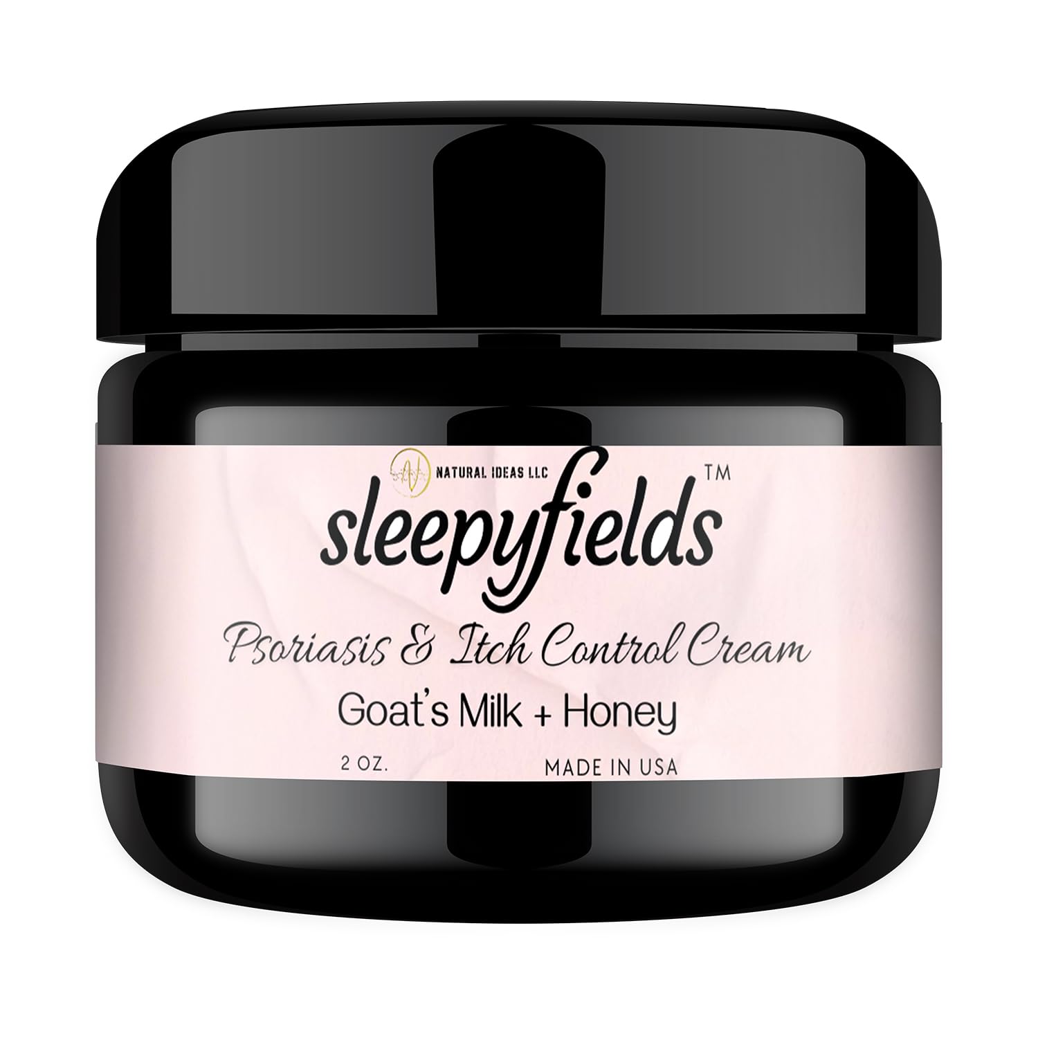 SLEEPY FIELDS psoriasis cream bottle close-up highlighting deep hydration