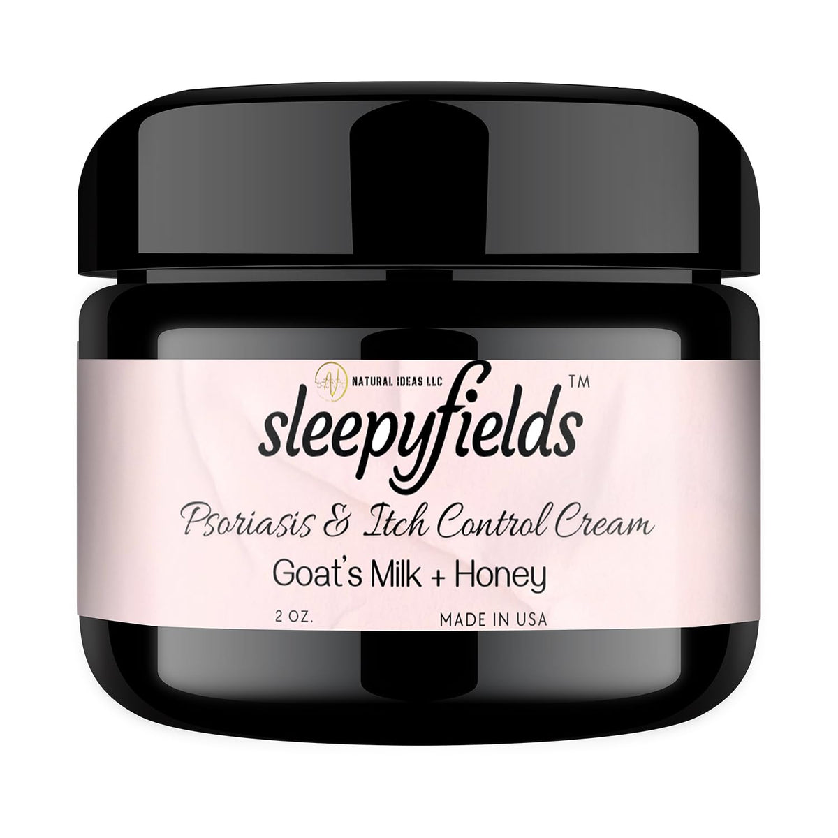 SLEEPY FIELDS psoriasis cream bottle close-up highlighting deep hydration