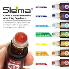 Slema chakra bottle label detail showcasing organized blends.