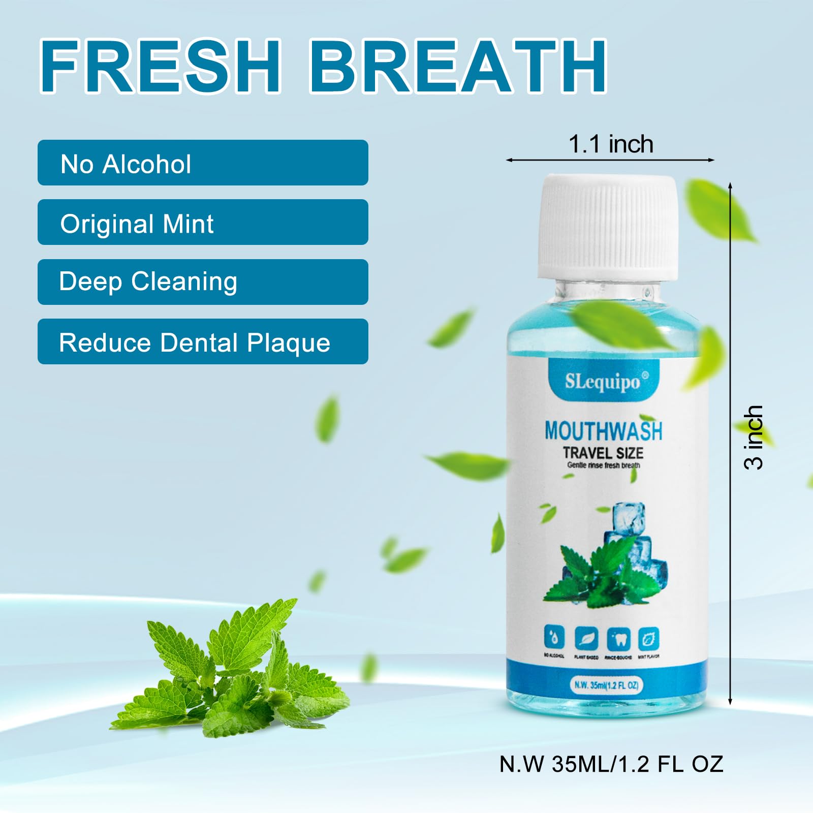 SLequipo mint mini mouthwash 35ml bottle for fresh breath anywhere