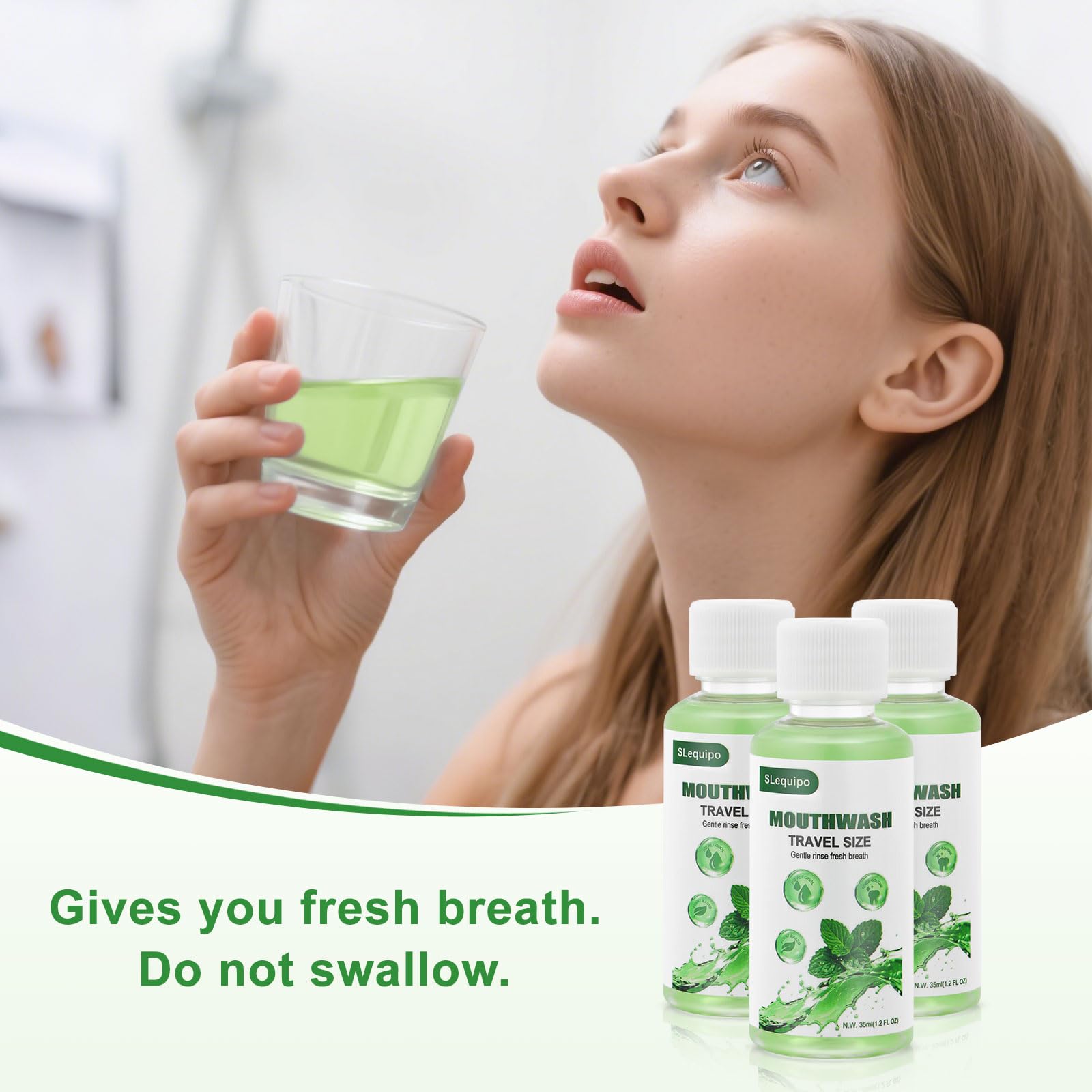 SLequipo pocket-compact bottle provides quick breath refreshment anywhere.