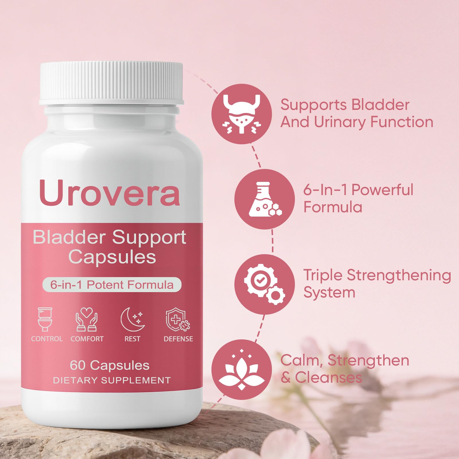 Slifthistle Urovera bottle back label detailing ingredients and vegan, non-GMO promise