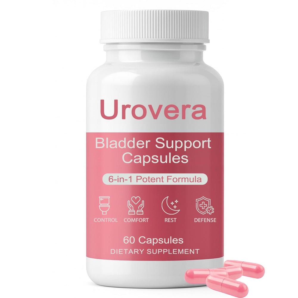 Slifthistle Urovera bottle front view showing 6-in-1 bladder support formula for daily comfort