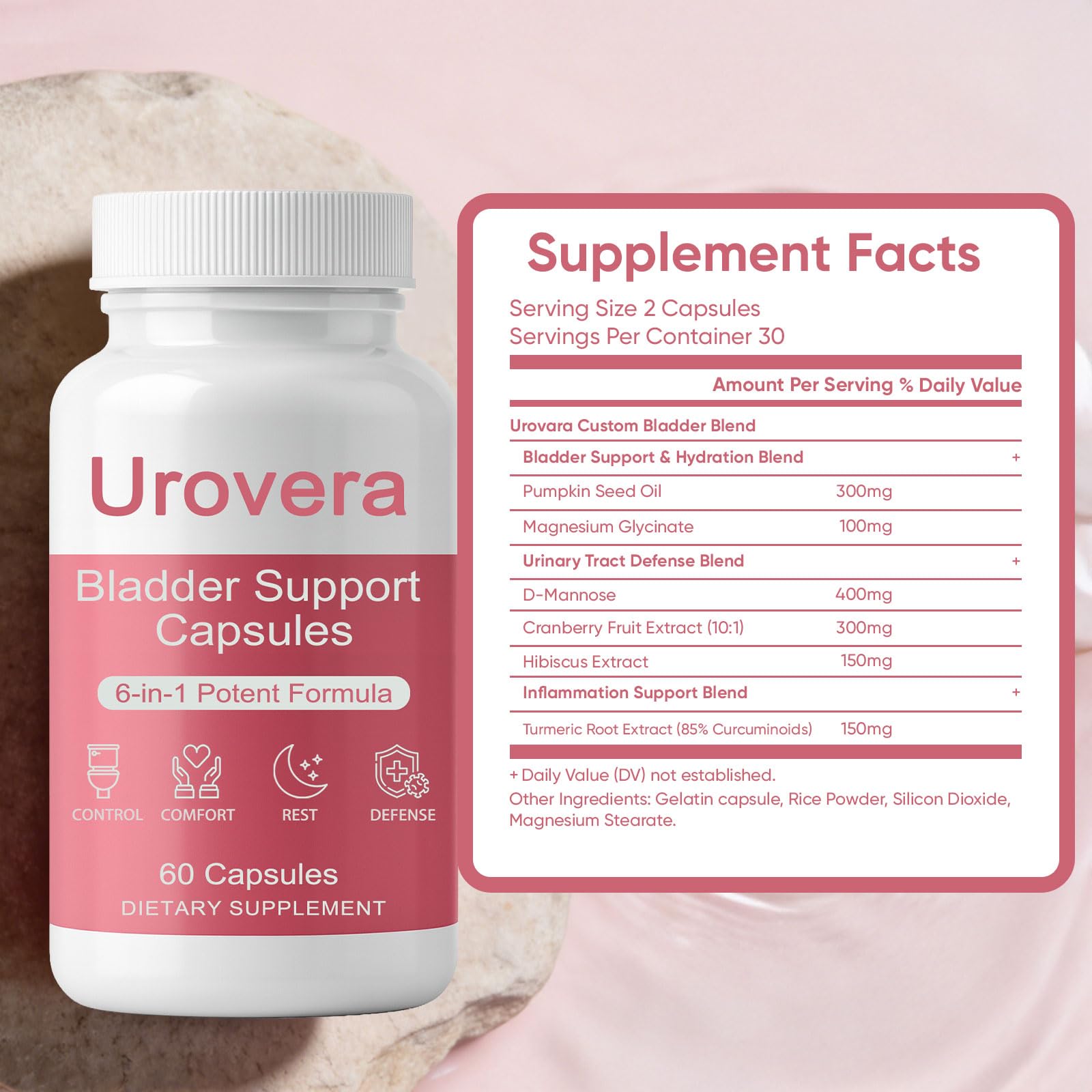 Slifthistle Urovera ingredients with D-Mannose, cranberry, hibiscus for cleansing support