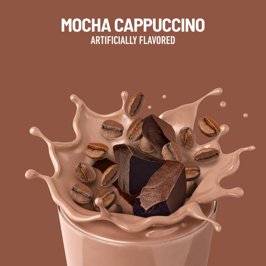 SlimFast High Protein Coffee House Smoothie Mocha Cappuccino powder scoop; measure portions for quick shakes.