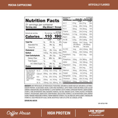 SlimFast High Protein Coffee House Smoothie Mocha Cappuccino prepared shake; energizing morning boost.