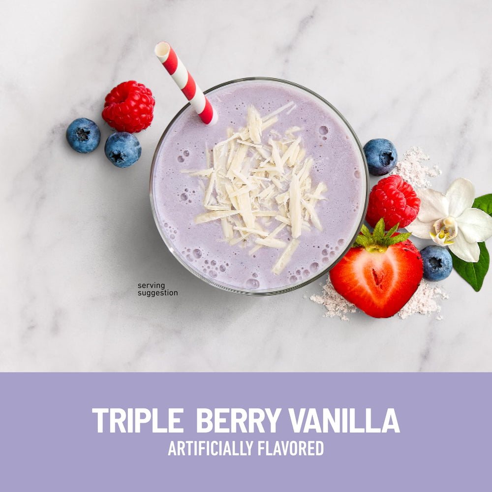 SlimFast smoothie prepared with fat-free milk for a quick protein-rich breakfast