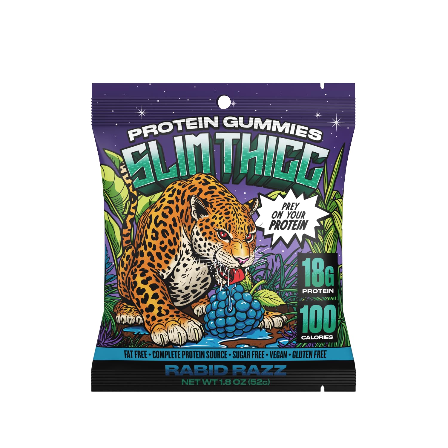 SlimThicc Juicy Melon gummies pack offering refreshing flavor for on-the-go energy.