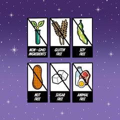 SlimThicc vegan gluten-free badge on pack supports inclusive nutrition.