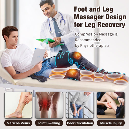 SLOTHMORE leg massager uses airbag compression to ease leg soreness.