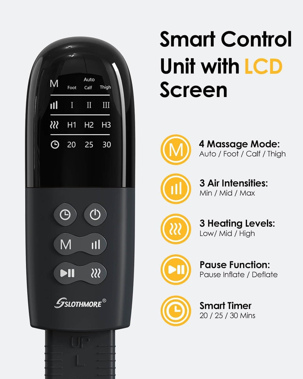 Heat settings offer Low, Mid, High warmth for tailored comfort.