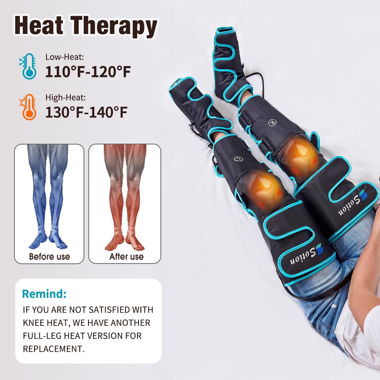 SLOTHMORE leg massager features a safe adjustable design for comfort.